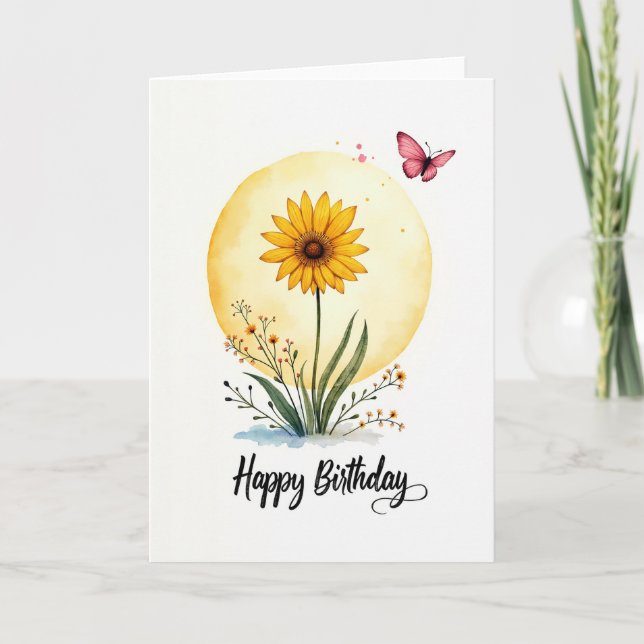 Sweet Butterfly Floral Card (Front)