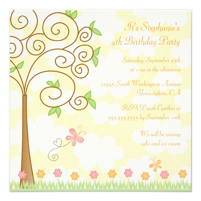 Sweet butterfly garden birthday party invitation