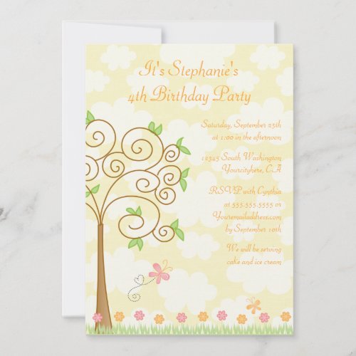 Sweet butterfly garden birthday party invitation