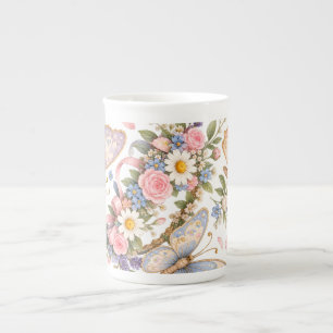 Sweet Butterfly Garden Design for Magical  Bone China Mug