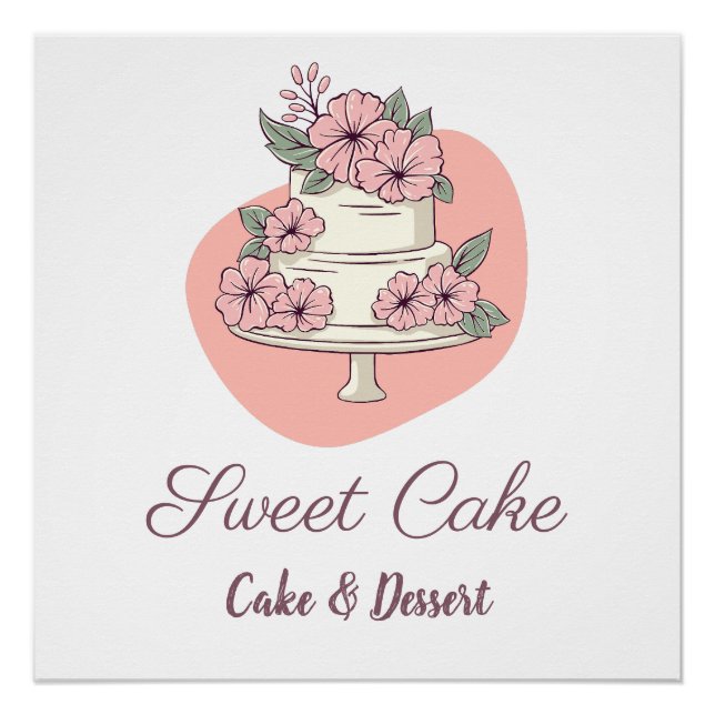 Sweet Cake Bakery Cake & Dessert Logo Poster (Front)