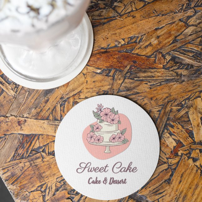 Sweet Cake Bakery Cake & Dessert Logo Round Paper Coaster (Creator Uploaded)