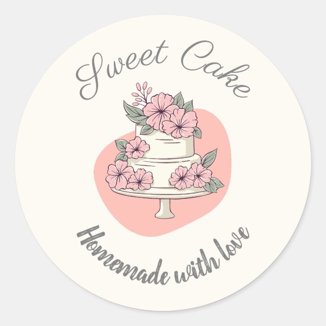 Sweet Cake Bakery Logo Classic Round Sticker (Front)