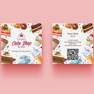 Sweet Cake Business Cake Shop Colorful Square Business Card