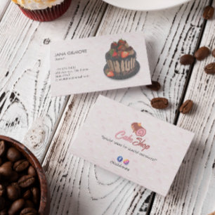 Sweet Cake Business Elegant Cheery Cake Business Card