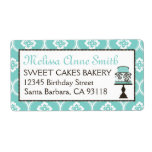 Sweet Cake Business Shipping Label Turq at Zazzle