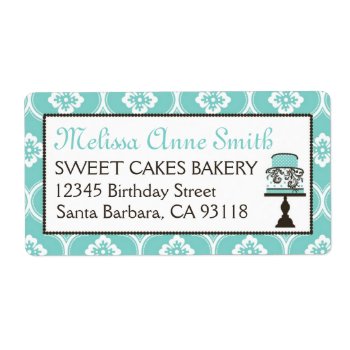 Sweet Cake Business Shipping Label Turq by LetsCelebrateDesigns at Zazzle