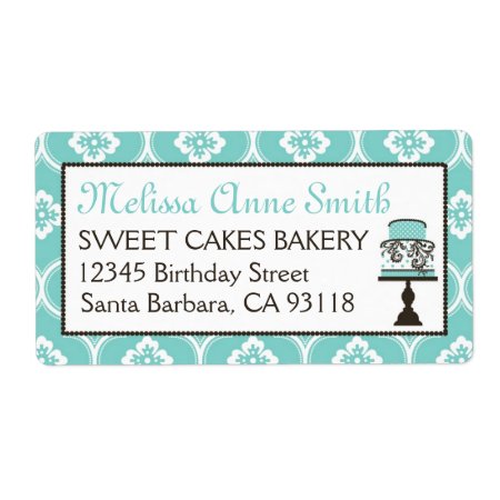 Sweet Cake Business Shipping Label Turq