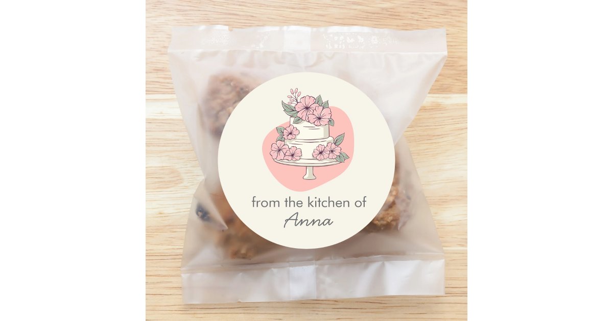 Sweet Cake From The Kitchen of add name Classic Round Sticker | Zazzle