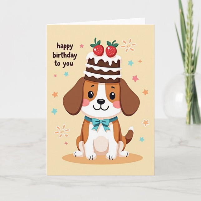 Sweet Cake Hat Puppy Card (Front)