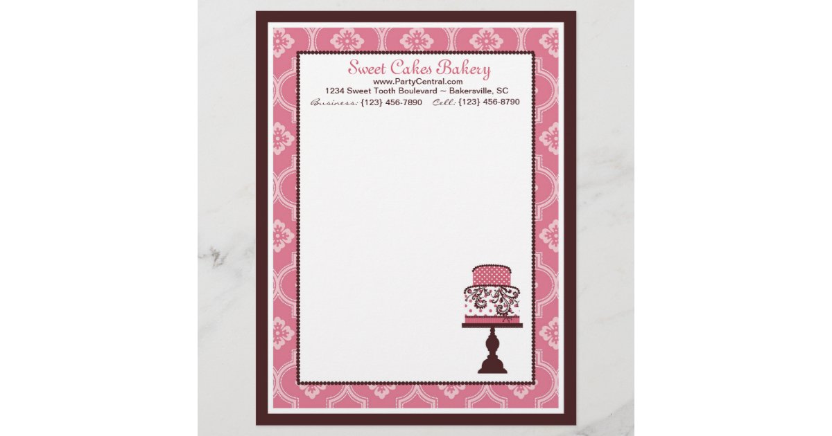 Sweet Cake Letterhead Zazzle