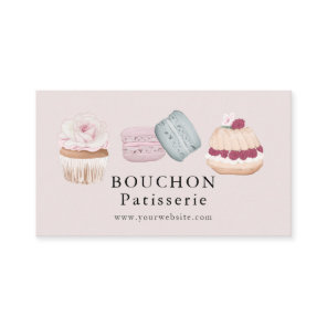 Sweet Cake Macaron Cupcake Pink Bakery Business Card