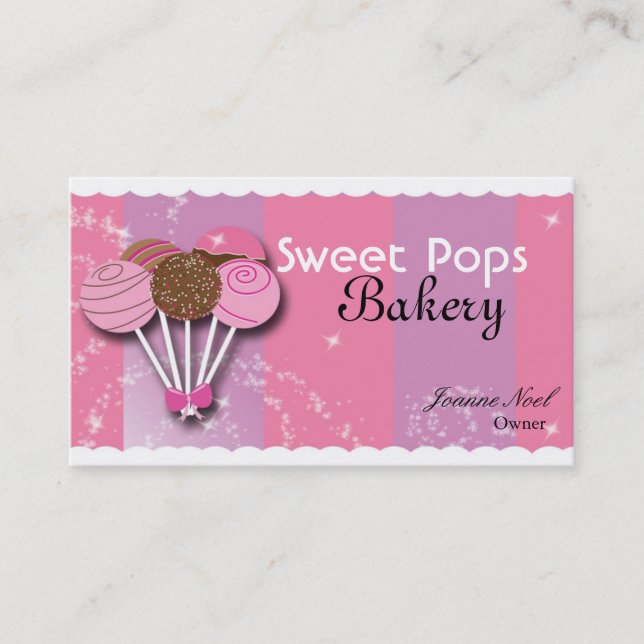 Sweet Cake Pop Bakery Bake Shop Business Card (Front)