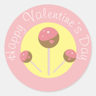 Sweet Cake Pop Valentines Pink Classic Round St Classic Round Sticker