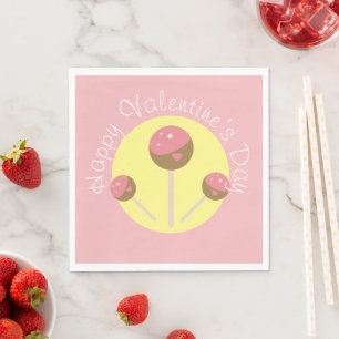 Sweet Cake Pop Valentines Pink Napkins