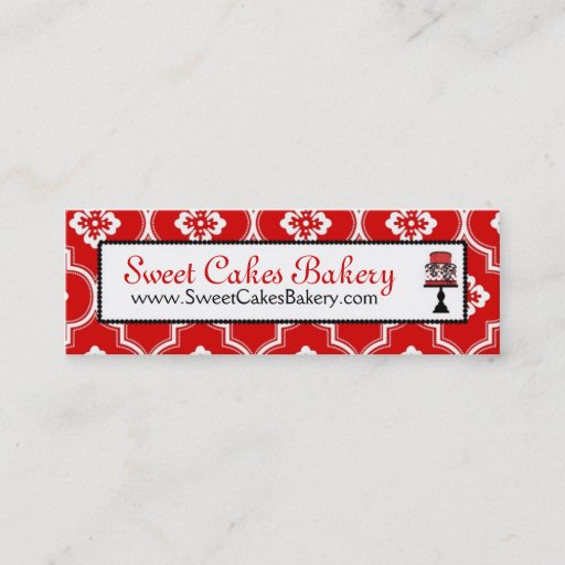 Customizable Sweet Cake Skinny Business Card Red