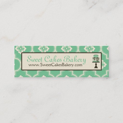 Customizable Sweet Cake Skinny Business Card Teal