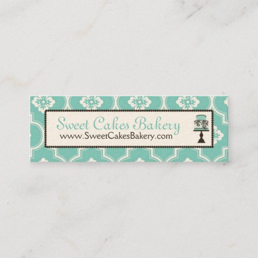 Customizable Sweet Cake Skinny Business Card Turq CR