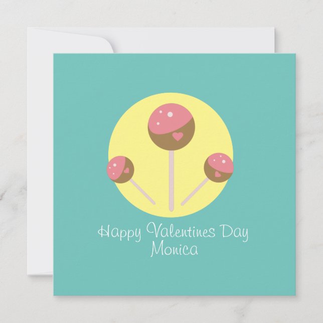 Sweet Cakepop Valentines Day Postcard (Front)