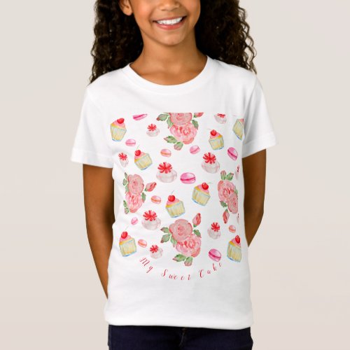 Sweet cakes and roses in watercolour T_Shirt