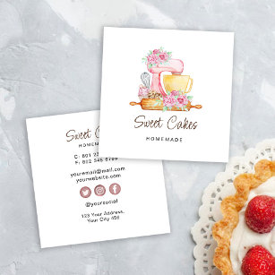 Sweet Cakes Bakery Square Business Card