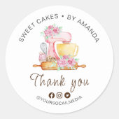 Sweet Cakes Bakery Thank you Classic Round Sticker | Zazzle