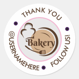 Sweet Cakes Bakery Watercolor Round Thank You Classic Round Sticker