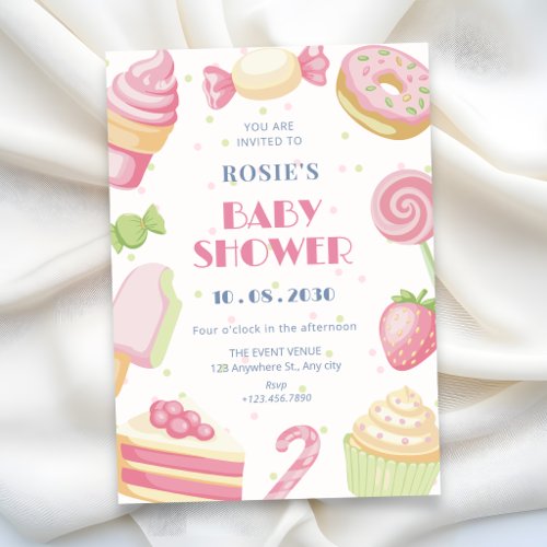 Sweet cakes ice cream baby shower invitation
