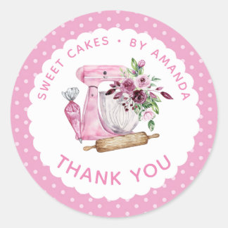 Sweet Cakes Pink Thank you Classic Round Sticker
