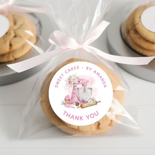 Sweet Cakes Pink Thank you Classic Round Sticker