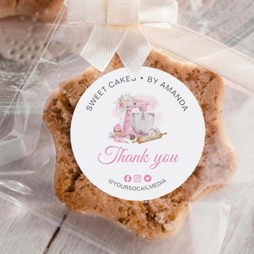 Sweet Cakes Pink Thank you Classic Round Sticker