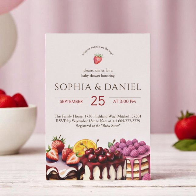 Sweet Cakes Watercolor Baby Shower Invitation (Sweet Cakes Watercolor Baby Shower Invitation)