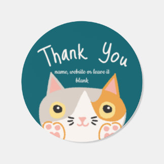 Sweet Calico Cat Thank You Small Business  Classic Round Sticker