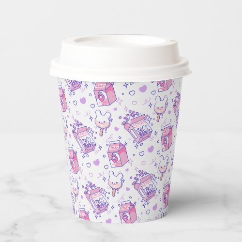 Sweet candies and desserts pattern design paper cups