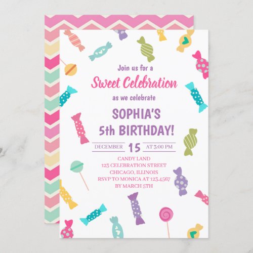 Sweet Candies Birthday Party Invitation