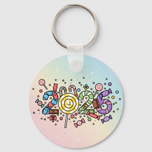 Sweet Candy 2026 Celebration Double-Sided Keychain (Front)