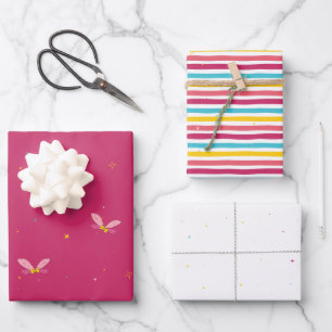 Sweet Candy and Pink Sparkly Magic Set Of Wrapping Paper Sheets