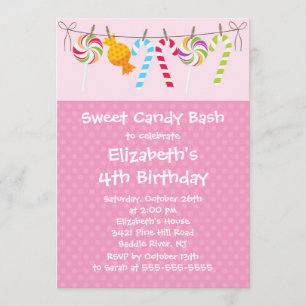 Sweet Candy Bash Birthday Party Invitation