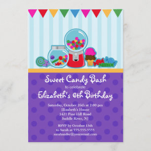 Sweet Candy Bash Girl Birthday Party Invitation
