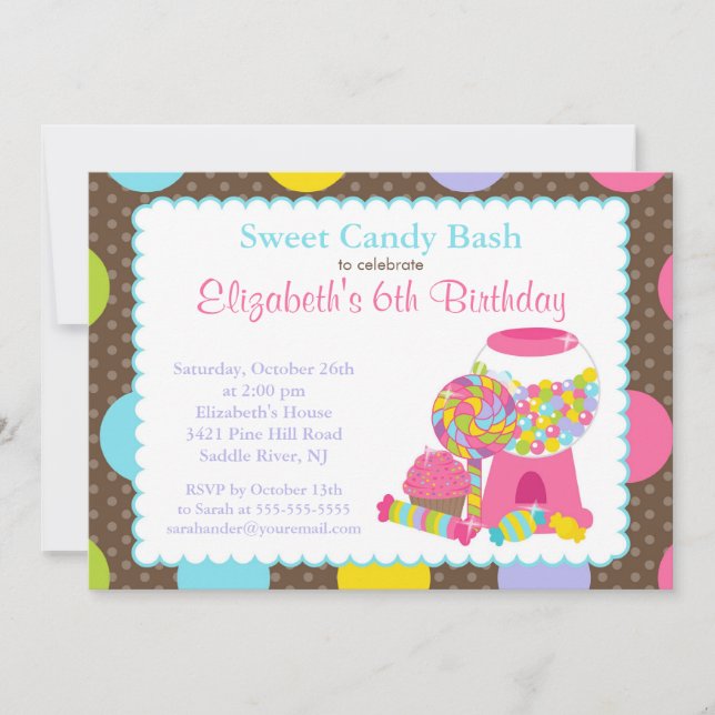 Sweet Candy Bash Girl Birthday Party Invitation (Front)