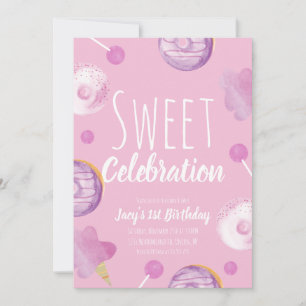 Sweet Candy Birthday Donut Pink Girls Party