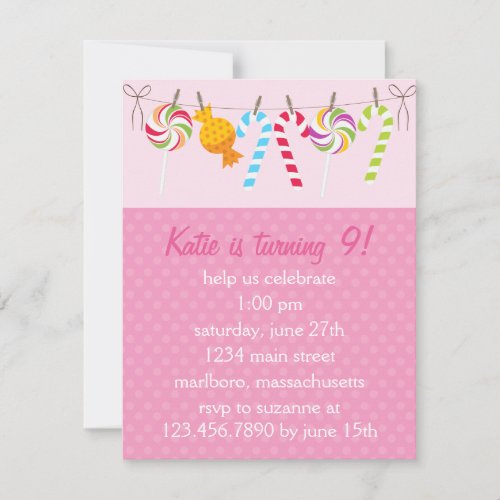 Sweet Candy Birthday Party Invitation