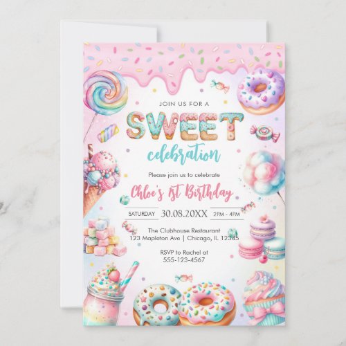 Sweet Candy Birthday Party Invitation