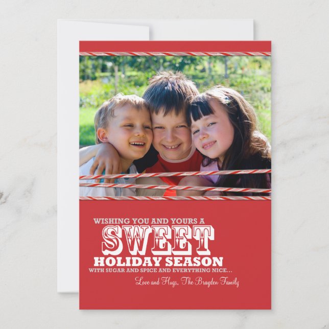 Sweet Candy Cane Christmas Photo Card 5x7 (Front)