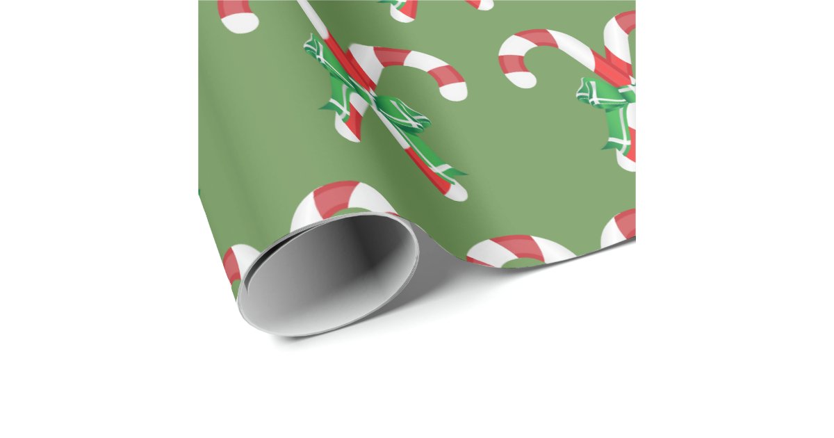 Watercolor Gingerbread Candy Cane Christmas Wrapping Paper, Zazzle