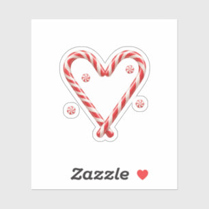 Sweet Candy Cane Heart Christmas Love Sticker