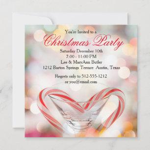 Sweet Candy Cane Holiday Party Invitation