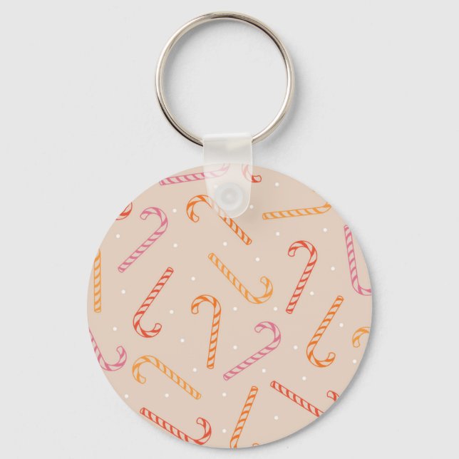 Sweet candy cane pattern keychain (Front)