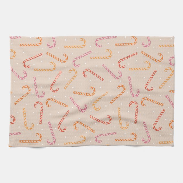 Sweet candy cane pattern kitchen towel (Horizontal)
