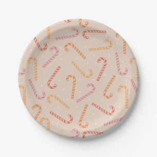 Sweet candy cane pattern paper plates
